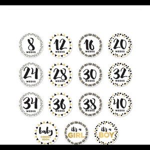 Pearhead Pregnancy Black and Gold Milestone Belly Stickers (15 included)